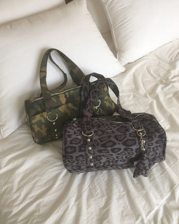 Band Camo Leopard Stud Baguette Shoulder Bag